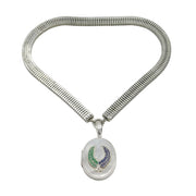 Victorian Sterling Silver & Enamel Laurel Wreath Locket Necklace Antique c1880