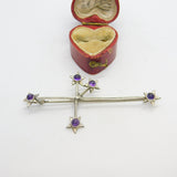 Cabochon Amethyst Sterling Silver Southern Cross Brooch Pin Antique Art Deco