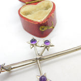 Cabochon Amethyst Sterling Silver Southern Cross Brooch Pin Antique Art Deco
