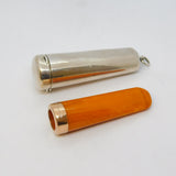 9ct Gold Block Amber Cheroot Holder in Silver Case Antique 1911 Chester