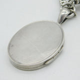 Victorian Sterling Silver & Enamel Laurel Wreath Locket Necklace Antique c1880