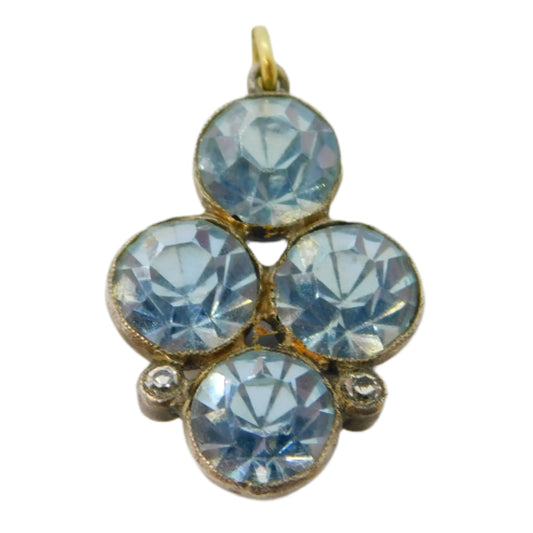 George III Sterling Silver Blue Paste Floral Drop Pendant Antique c1820