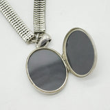 Victorian Sterling Silver & Enamel Laurel Wreath Locket Necklace Antique c1880