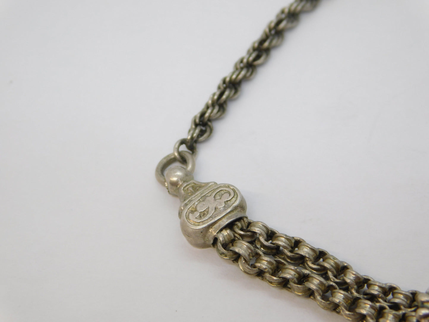 Victorian Sterling Silver & Enamel Albertina Chain Bracelet Antique c1880