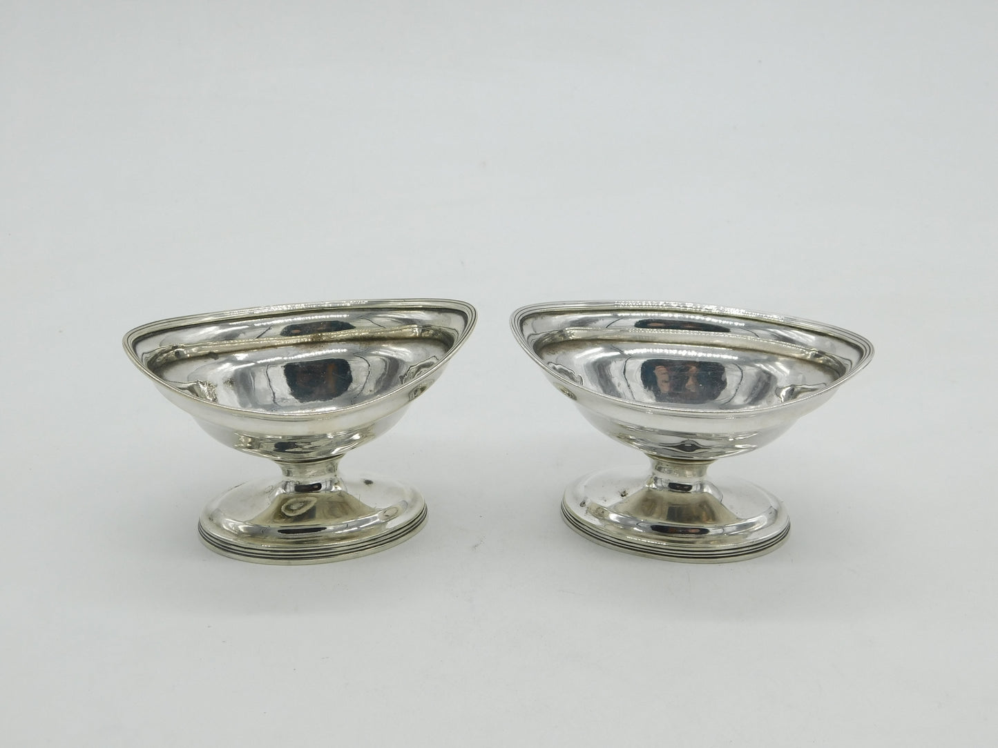 George III Sterling Silver Pedestal Salt Cellars Pair Antique 1800 London
