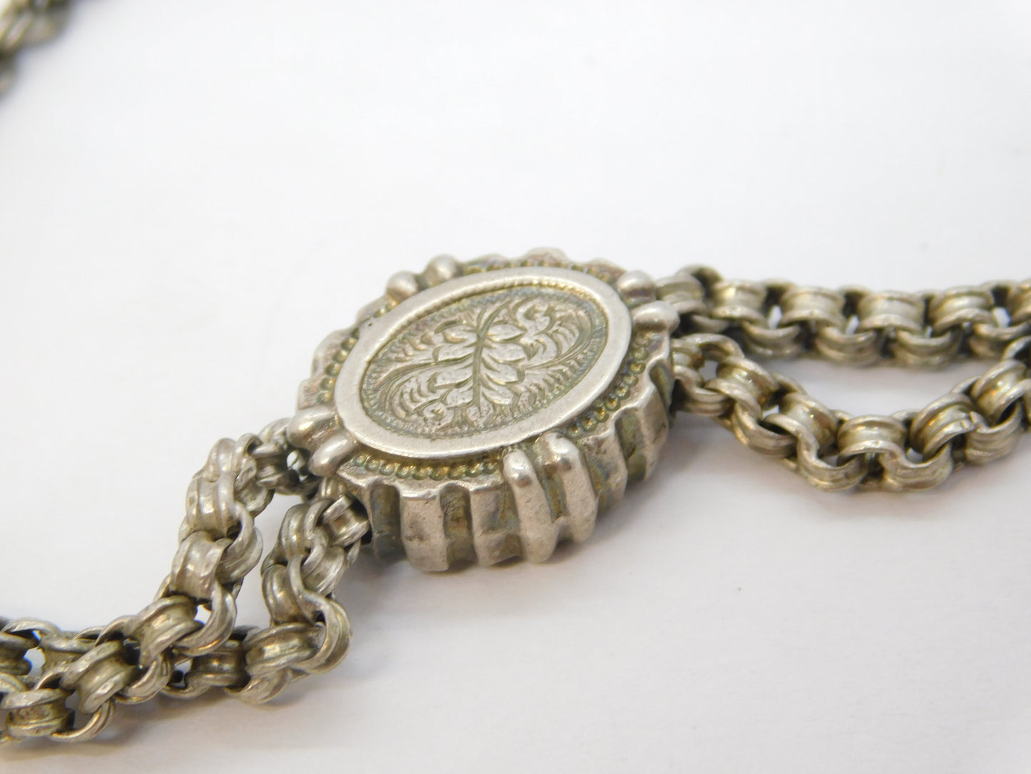Victorian Sterling Silver & Enamel Albertina Chain Bracelet Antique c1880