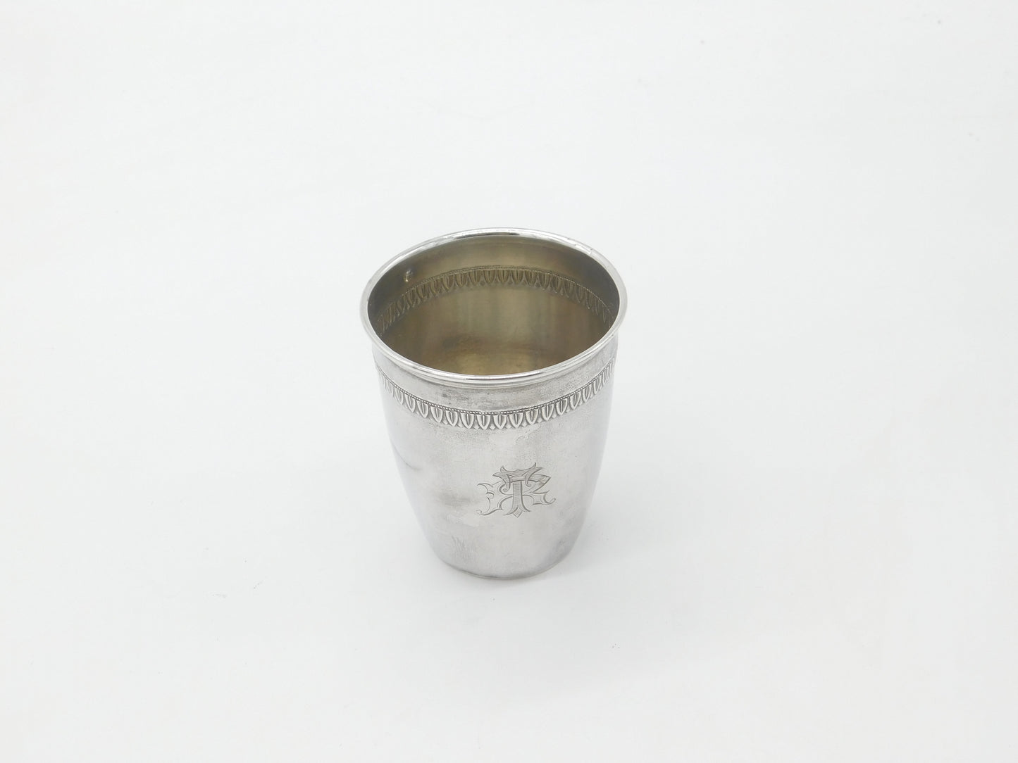 Victorian French Sterling Silver Monogram Drinking Beaker Antique c1880