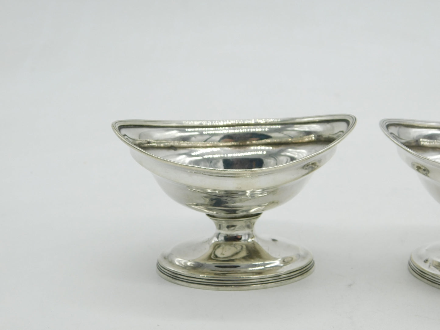 George III Sterling Silver Pedestal Salt Cellars Pair Antique 1800 London