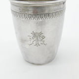 Victorian French Sterling Silver Monogram Drinking Beaker Antique c1880
