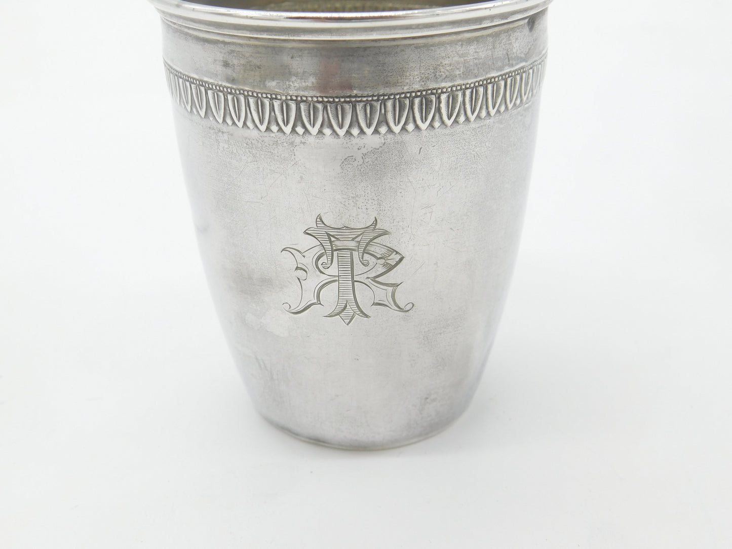 Victorian French Sterling Silver Monogram Drinking Beaker Antique c1880