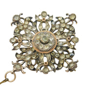 19th Century Austro-Hungarian Silver & Paste Set Floral Brooch Antique c1860