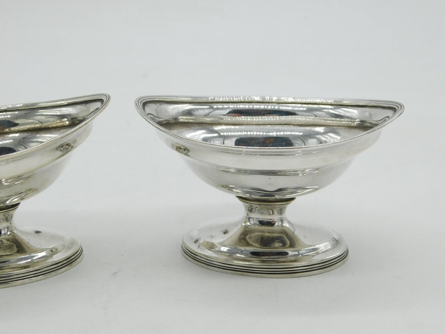 George III Sterling Silver Pedestal Salt Cellars Pair Antique 1800 London