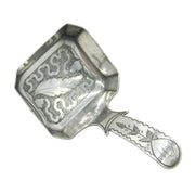 George III Sterling Silver Leaf Pattern Tea Caddy Spoon Antique 1815 Birmingham