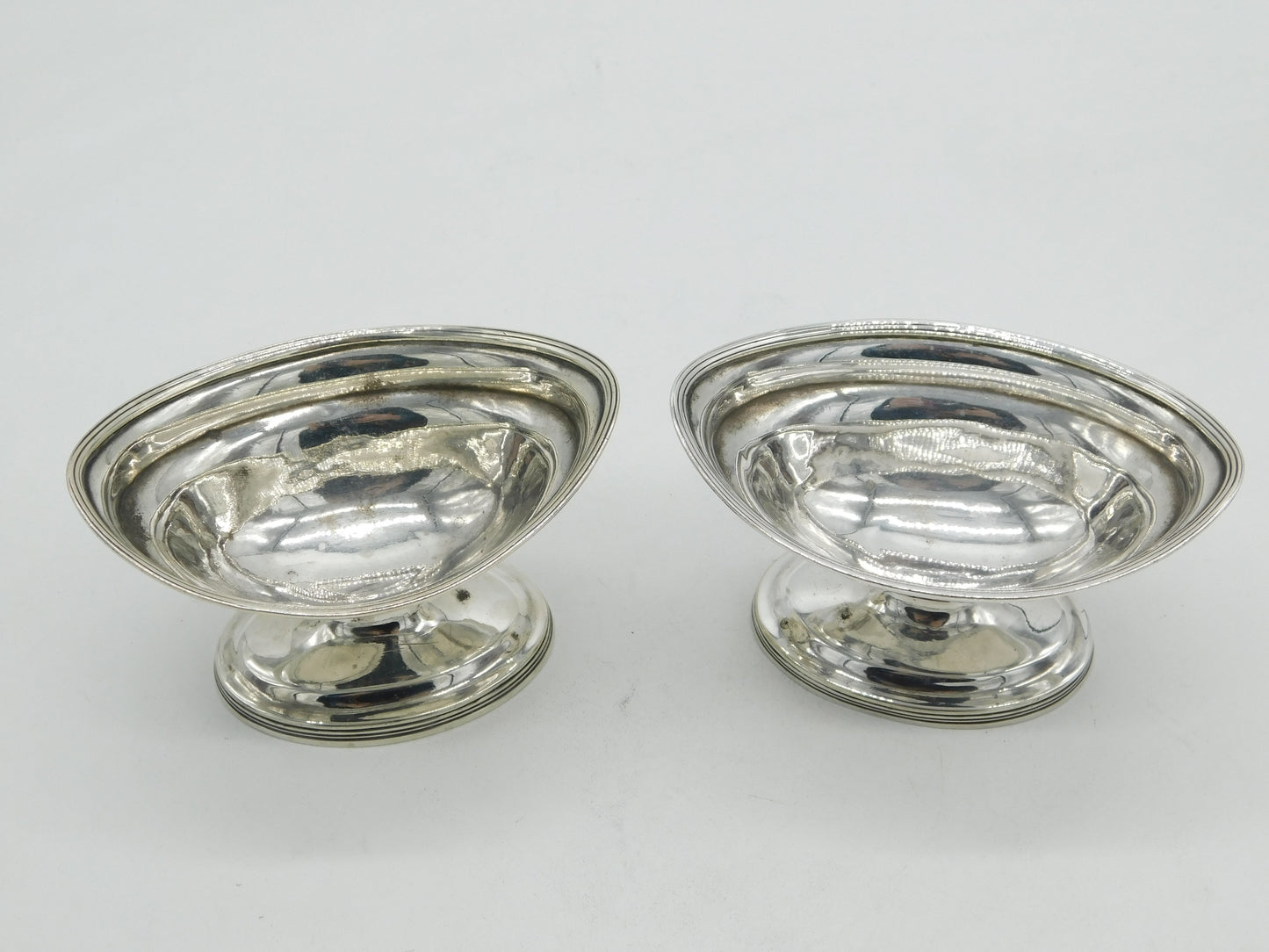 George III Sterling Silver Pedestal Salt Cellars Pair Antique 1800 London