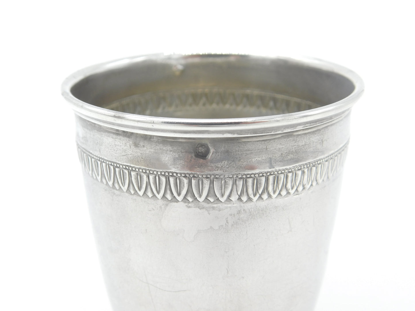 Victorian French Sterling Silver Monogram Drinking Beaker Antique c1880