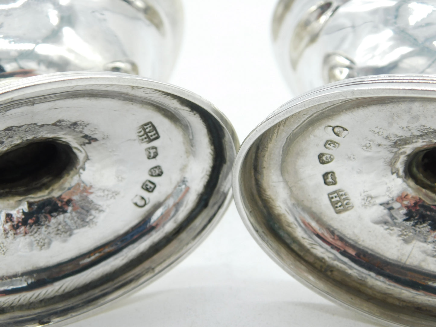George III Sterling Silver Pedestal Salt Cellars Pair Antique 1800 London