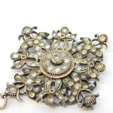 19th Century Austro-Hungarian Silver & Paste Set Floral Brooch Antique c1860