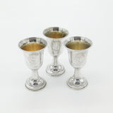 Russian .875 84 Silver Set of 3 Vodka Shot Cups City Scenes Antique c1930