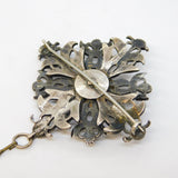 19th Century Austro-Hungarian Silver & Paste Set Floral Brooch Antique c1860