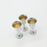 Russian .875 84 Silver Set of 3 Vodka Shot Cups City Scenes Antique c1930
