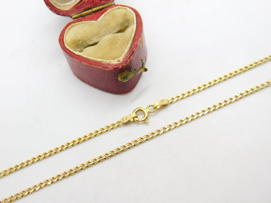 Curb Link 18ct Yellow Gold Chain Necklace 44.8cm / 17.6" Vintage c1980