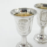 Russian .875 84 Silver Set of 3 Vodka Shot Cups City Scenes Antique c1930
