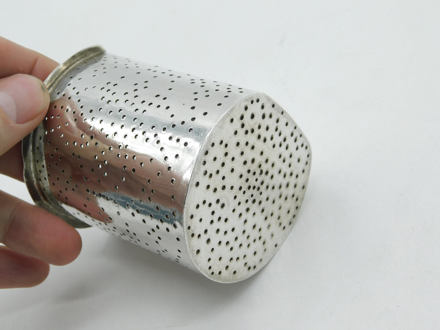 Edwardian Sterling Silver Cylinder Tea Strainer Antique 1903 London