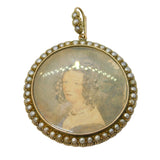 Victorian 9ct Gold, Seed Pearl Set Double Portrait Mourning Locket Antique c1860