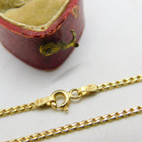 Curb Link 18ct Yellow Gold Chain Necklace 44.8cm / 17.6" Vintage c1980