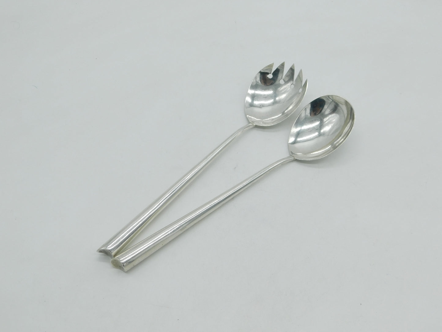 Victorian Sterling Silver Salad Servers Antique 1896 Sheffield Walker & Hall
