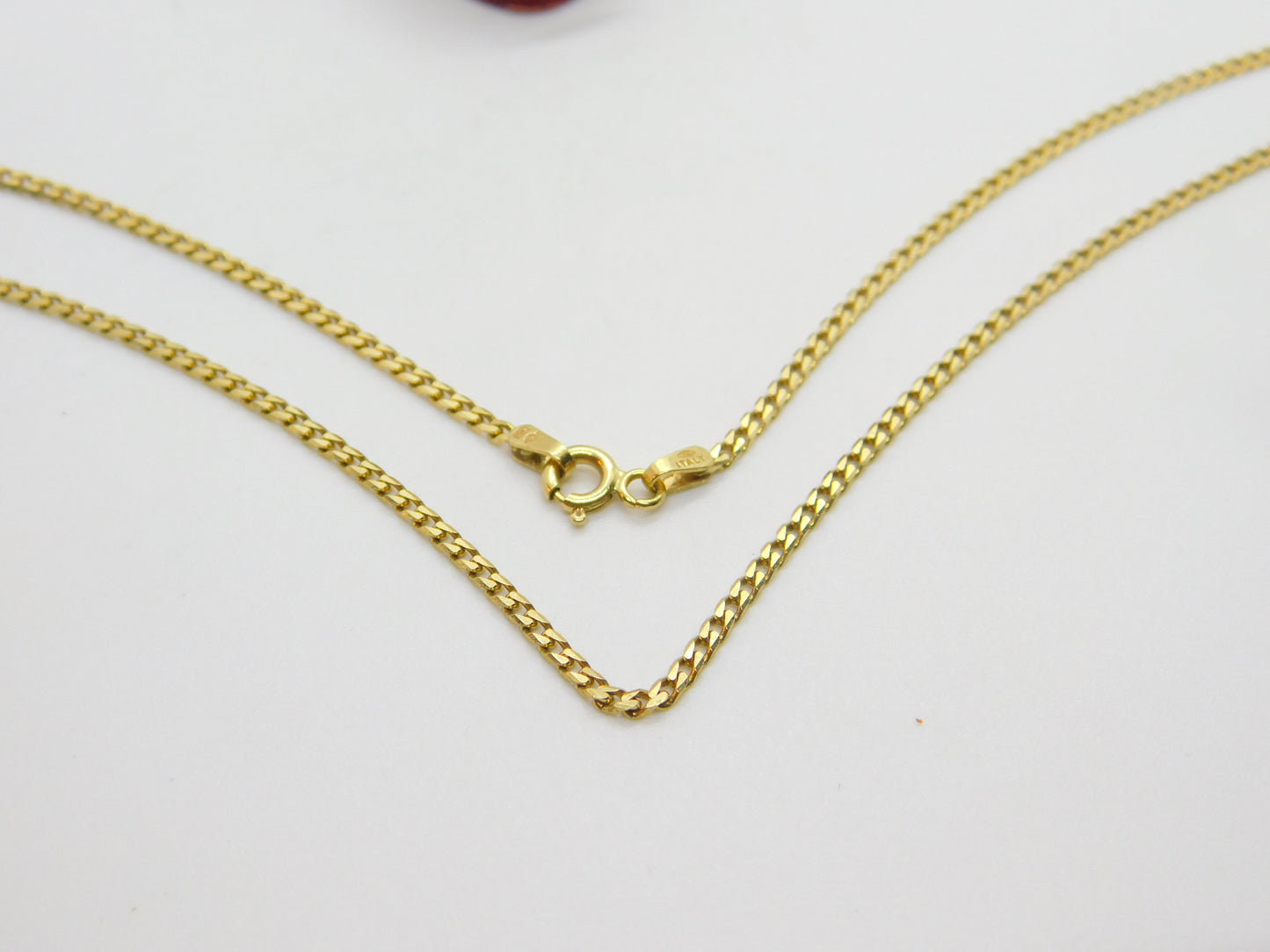 Curb Link 18ct Yellow Gold Chain Necklace 44.8cm / 17.6" Vintage c1980