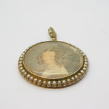 Victorian 9ct Gold, Seed Pearl Set Double Portrait Mourning Locket Antique c1860