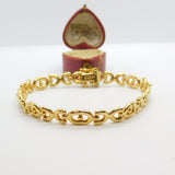 9ct Yellow Gold Woven Link Panel Bracelet Vintage 1988 Birmingham Import