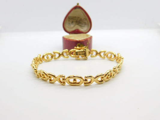 9ct Yellow Gold Woven Link Panel Bracelet Vintage 1988 Birmingham Import