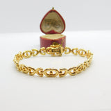 9ct Yellow Gold Woven Link Panel Bracelet Vintage 1988 Birmingham Import