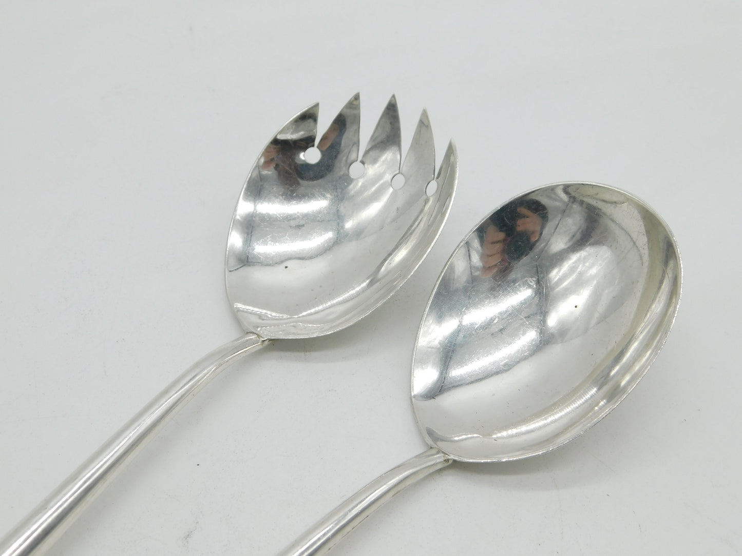 Victorian Sterling Silver Salad Servers Antique 1896 Sheffield Walker & Hall