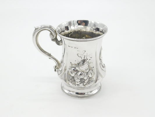 Victorian Sterling Silver Pineapple Motif Christening Mug 1859 London Antique