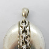 Victorian Sterling Silver Back & Front Sweetheart Locket Pendant Antique c1890