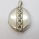 Victorian Sterling Silver Back & Front Sweetheart Locket Pendant Antique c1890