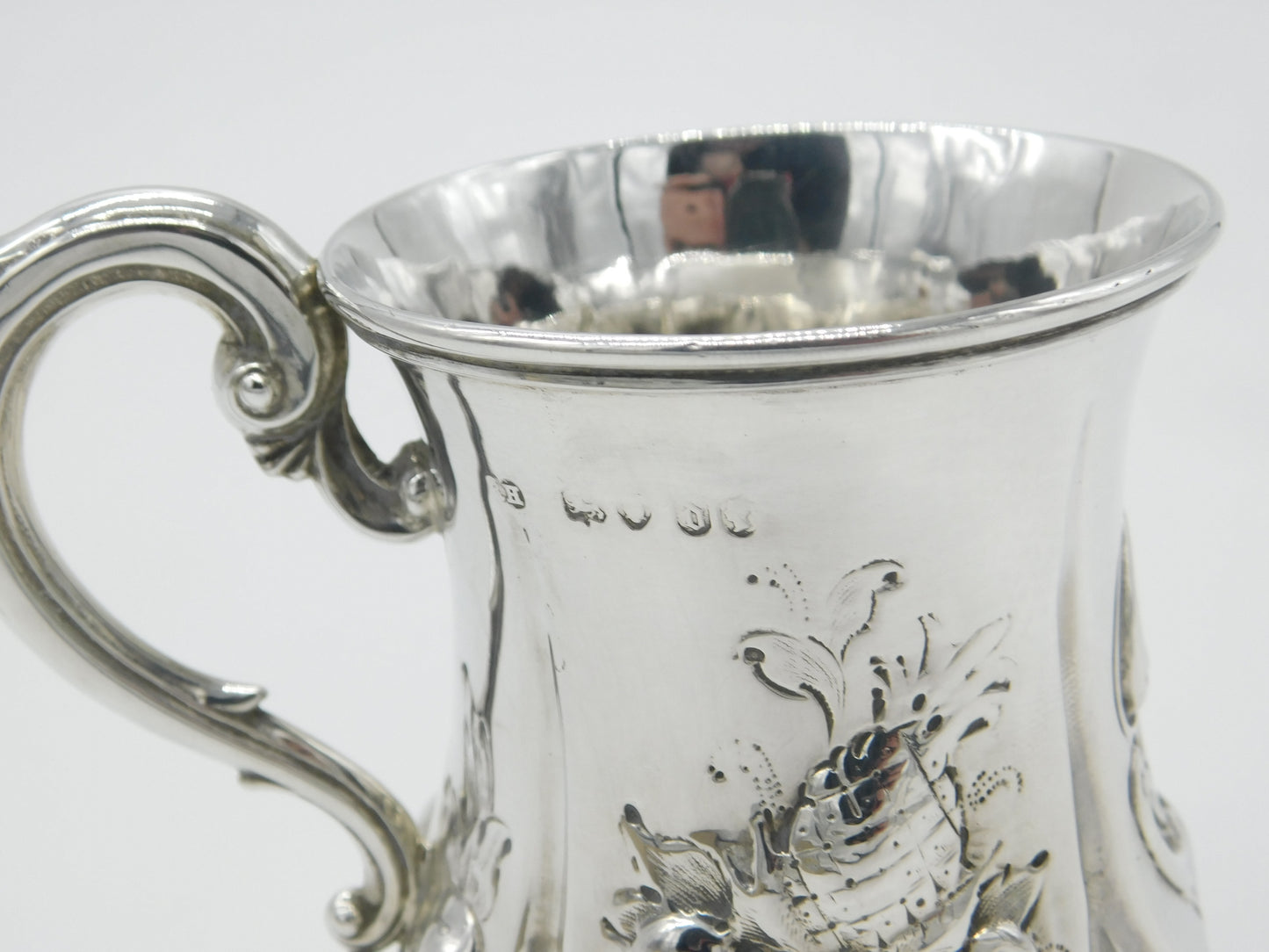 Victorian Sterling Silver Pineapple Motif Christening Mug 1859 London Antique