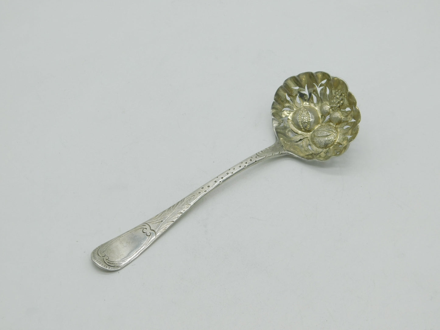 George III Sterling Silver Berry Pattern Sugar Caster Spoon Antique 1812 London