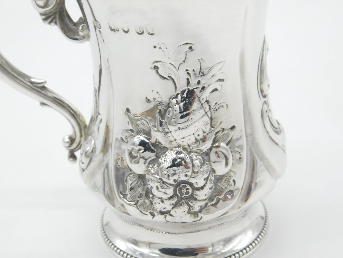 Victorian Sterling Silver Pineapple Motif Christening Mug 1859 London Antique