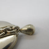 Victorian Sterling Silver Back & Front Sweetheart Locket Pendant Antique c1890
