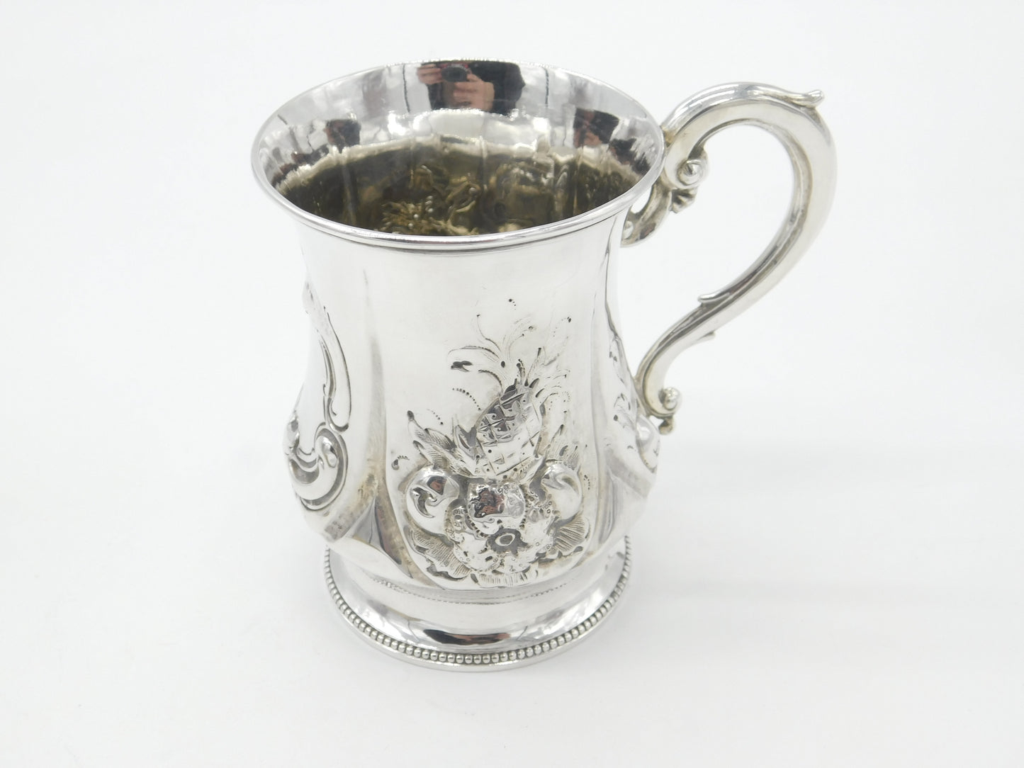 Victorian Sterling Silver Pineapple Motif Christening Mug 1859 London Antique