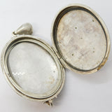 Victorian Sterling Silver Back & Front Sweetheart Locket Pendant Antique c1890