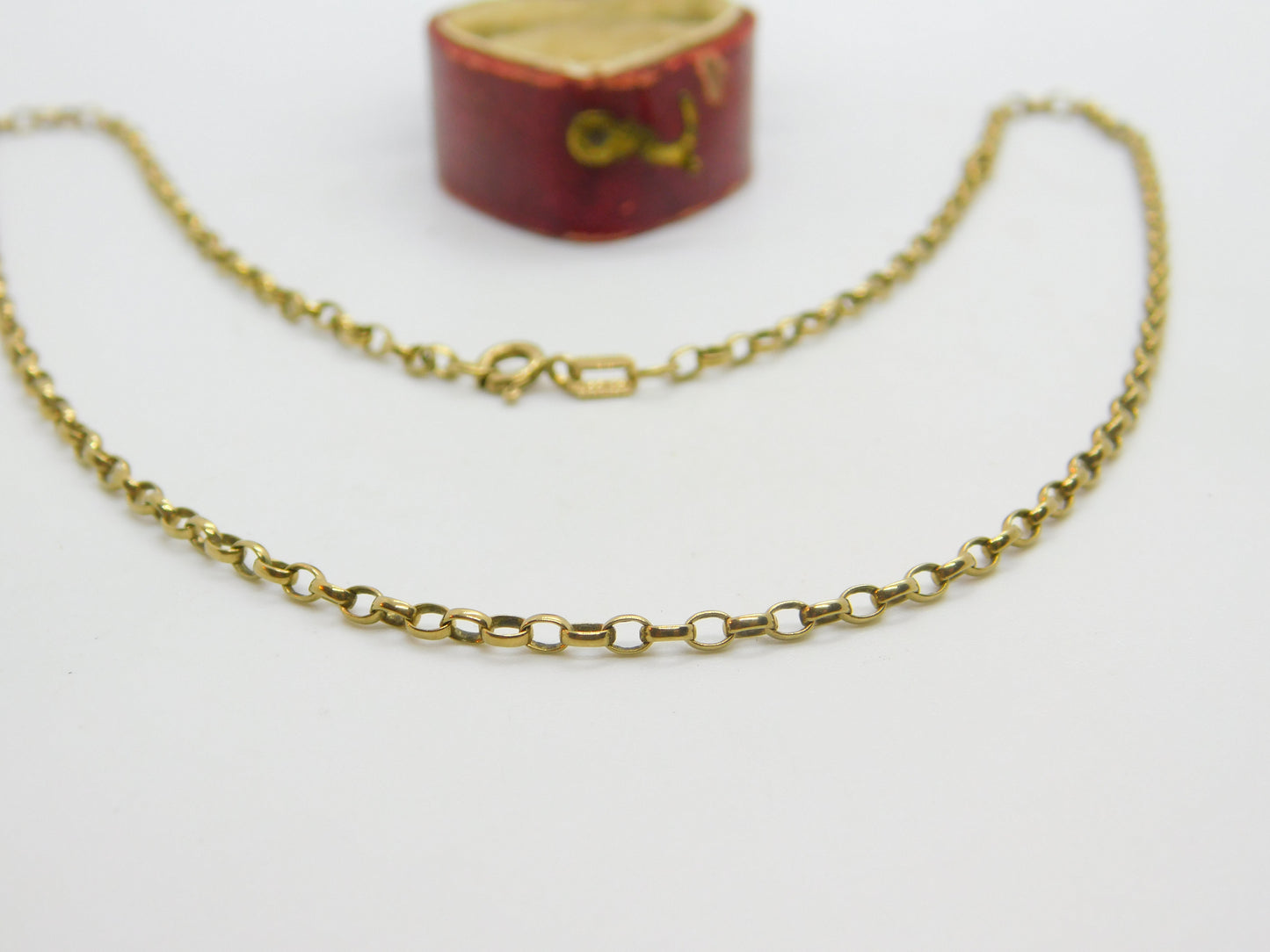 9ct Yellow Gold Cable Chain Link Necklace 42.0cm / 16.5" Vintage 1987