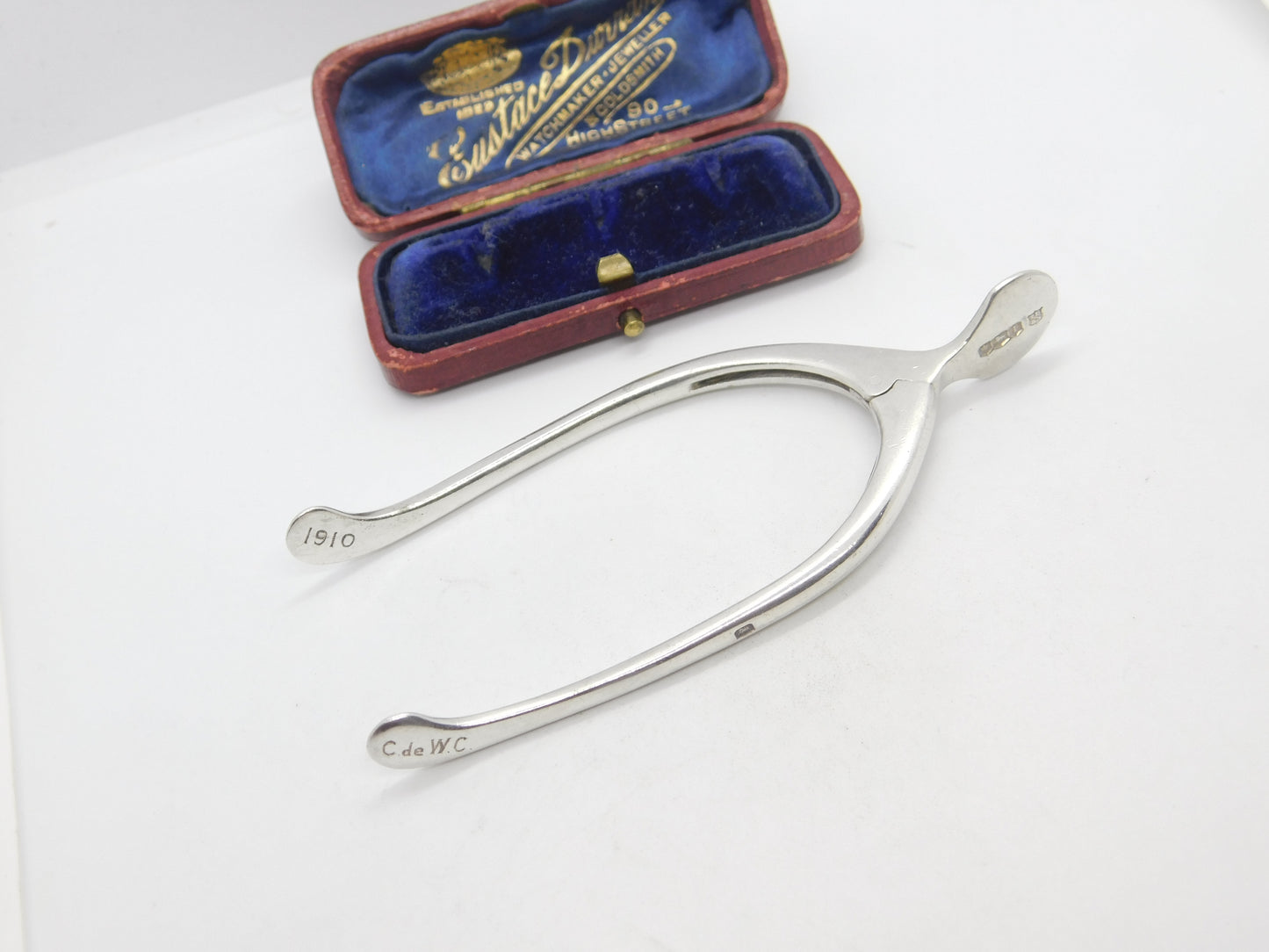 Pair of Sterling Silver Wishbone Sugar Tongs 1928 Sheffield Antique Art Deco