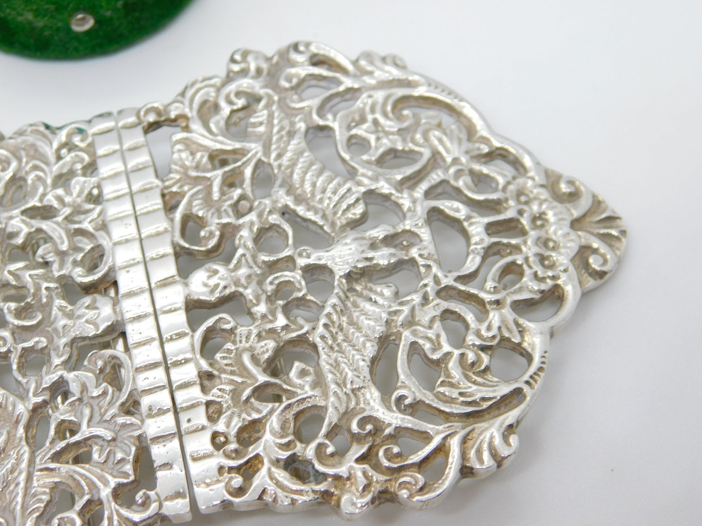 Sterling Silver Floral Dragon Pattern Nurses Buckle Vintage 1972 Birmingham