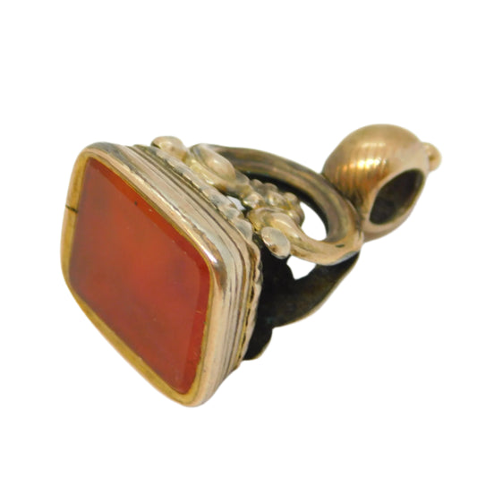 George III Gold Cased Carnelian Red Agate Fob Seal Antique c1820