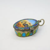 Egyptian .800 Silver Enamel Moses Basket Charm Pendant Antique c1930 Deco